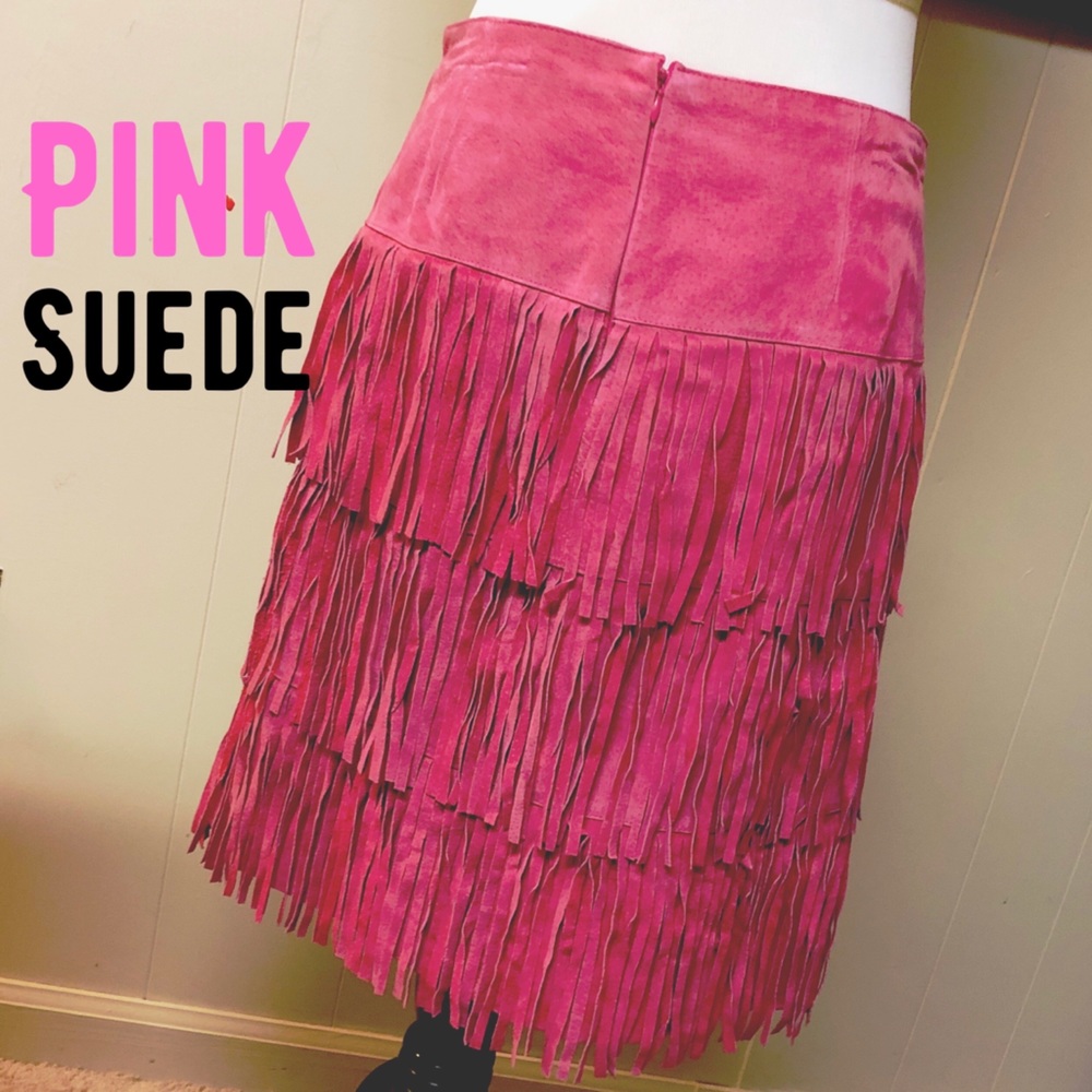 MetroStyle Pink Suede Skirt - Size 8